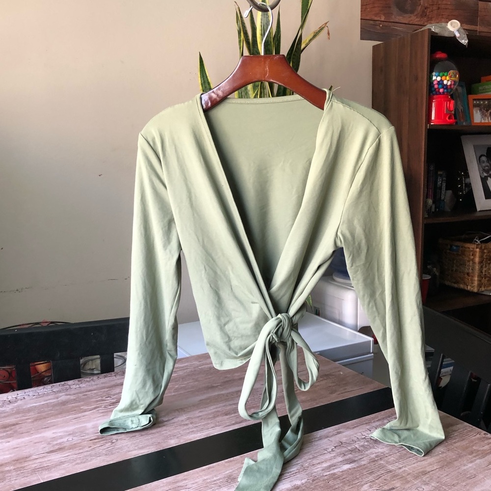 Olive green wrap crop top